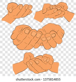 Vector Sketchy 4 Style Gesture Hand, Ready to Receive or Give Something