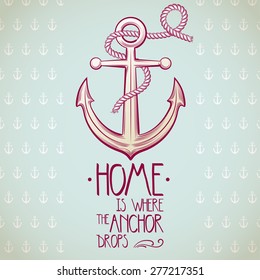 vector sketchy anchor with motivation quote, poster or card design