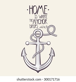 vector sketchy anchor with motivation quote, poster or card design