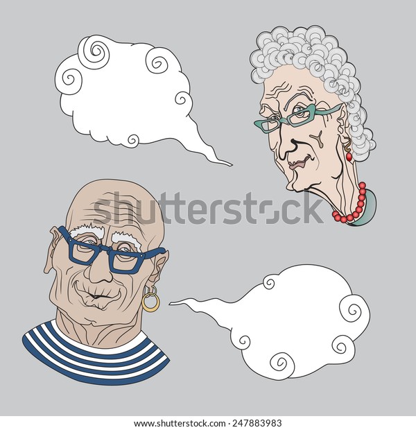 Vector Sketchy Cartoon People Speech Bubbles Stock Vector Royalty Free 247883983
