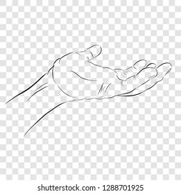 Vector Sketchy Gesture Left Hand, Ready to Receive or Give Something, at Transparent Effect Background
