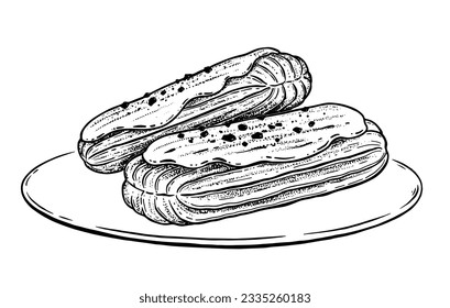 Ilustración vectorial de los eclairs en placa