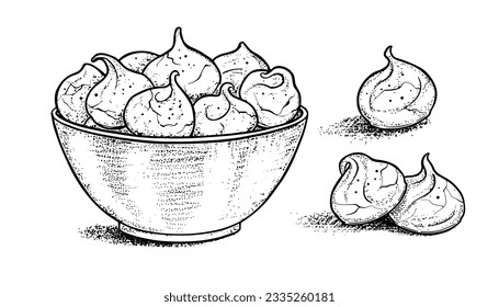 Vector sketchy illustration of meringue cookies