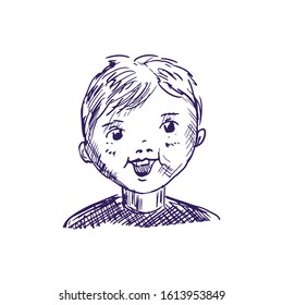 vector sketchy illustration of a small boy isolated on white. Children illustration