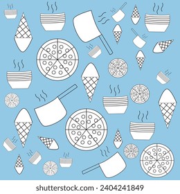 Vector sketchy kitchen pattern design