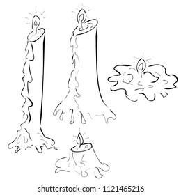 Vector sketchy melting candle at transparent effect background
