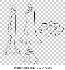 Vector sketchy melting candle at transparent effect background
