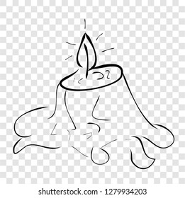 Vector sketchy melting candle at transparent effect background

