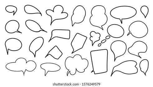 vector sketchy speech bubbles collection. Think bubble and Talk bubble design element set. 