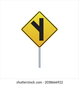 Vector Skewed side road junction on left, traffic sign illustration eps 10.