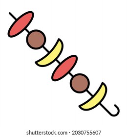 Vector Skewer Filled Outline Icon Design
