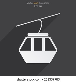 Vector ski lift flat icon illustration.