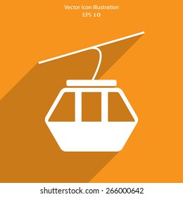 Vector ski lift flat icon illustration.