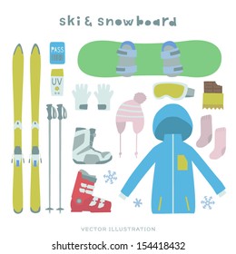 Vector Ski and Snowboard Illustration