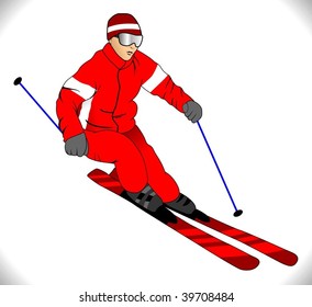 vector skier in red