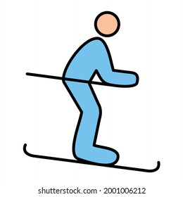 Vector Skiing Filled Outline Icon Design
