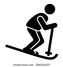 Diseño de iconos de glifo de esquí vectorial
