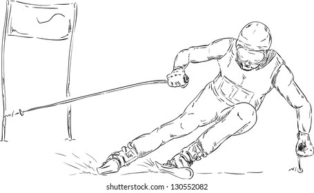 vector - skiing slalom race - isolated on background