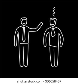 Vector skills icon of dealing with difficult personalities | modern flat design soft skills linear illustration and infographic white on black background