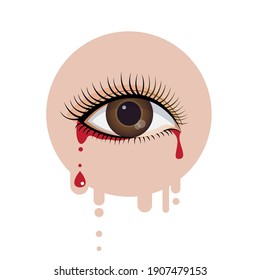 Vector de piel y ojos con gota de sangre.