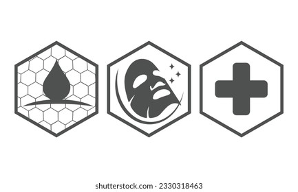 Protector de la piel vectora conjunto icono hidratante máscara de crema de mano para tratamiento de acné facial antiséptico.