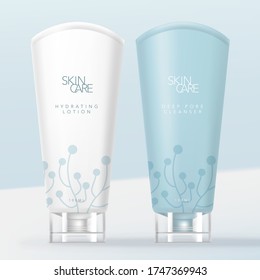 Vector Skincare, Beauty or Toiletries Tube Packaging with Round Seal Off End & Transparent Cap.