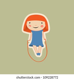 vector skipping girl character