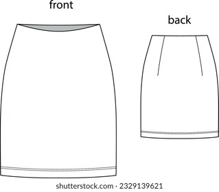 vector skirt drawing, 
straight skirt drawing, skirt cad