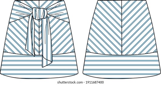 Vector skirt fashion CAD, woman skirt technical drawing, template, sketch