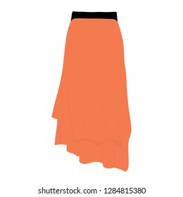 Vector skirt orange template, design fashion woman illustration. Women skirt 