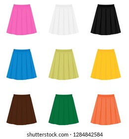 Vector skirt template, design fashion woman illustration. Women box pleated skirt set, collection