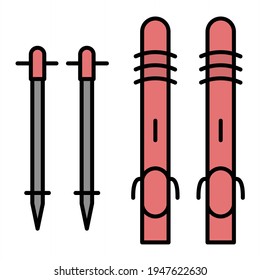 Vector Skis Outline Icon Design

