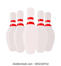 Vector skittles isolated on white background. Sport equipment concept. Made in cartoon flat style