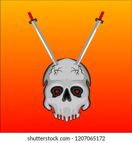 vector skull with 2 swords