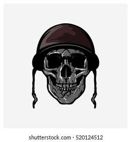 vector skull and army helmet with coloring