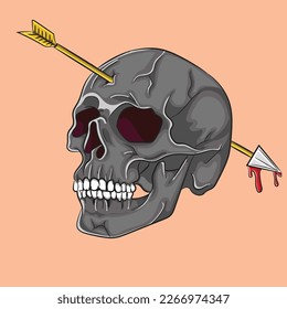 vector skull and arrow on head
