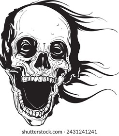 Vector skull art vintage. Smiling skull design.tshirt print