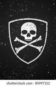 Vector skull badge on black background