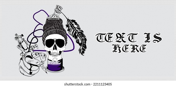 vector skull banner for hell event,tatoo shops and any othe art works