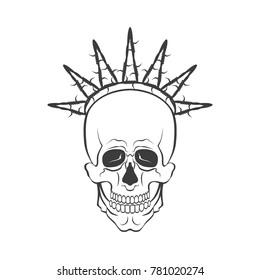 Vector skull with barbed wire symbol. Freedom concept illustration