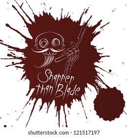 Vector skull barber tshirt design on the blood background