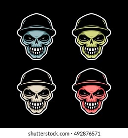 Vector Skull in Baseball Cap. Vector Illustration