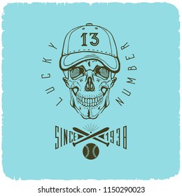 vector skull in the baseball cap logo