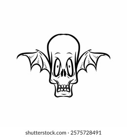 vector of a skull with bat wings, ideal for Halloween designs, tattoos, and dark themed illustrations