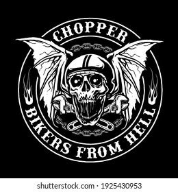 vector of skull biker badge logo illustration