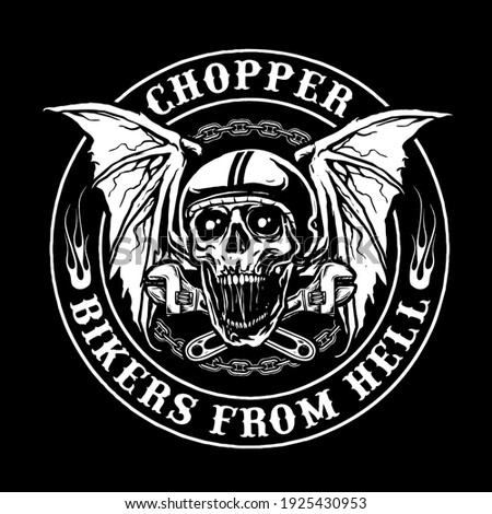 vector of skull biker badge logo illustration