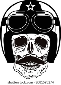 vector skull biker with helmet