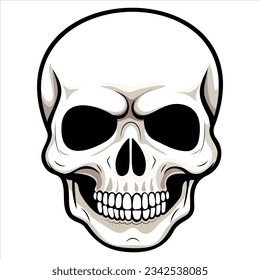 Vector skull with black outline halloween, tattoo and stickers