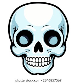 Calavera vectorial con halloween de contorno negro, tatuajes y pegatinas