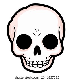 Vector skull with black outline halloween, tattoo and stickers